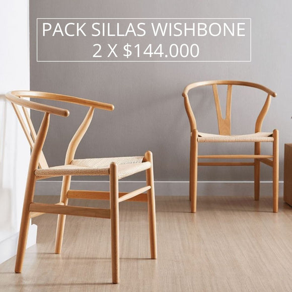 Pack 2 x Silla Wishbone Natural