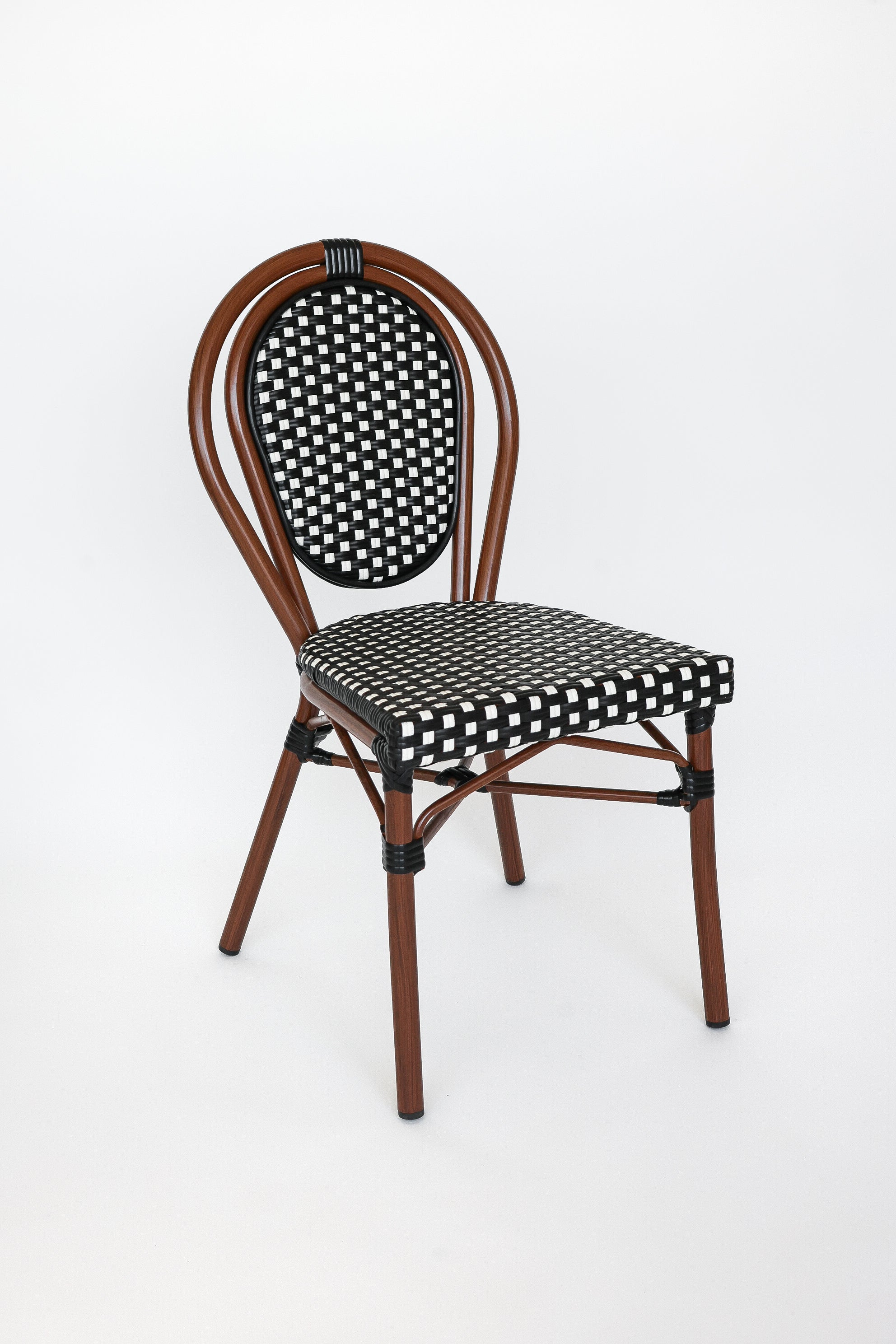 Silla Parisina Negro/Blanca Estructura tono caoba