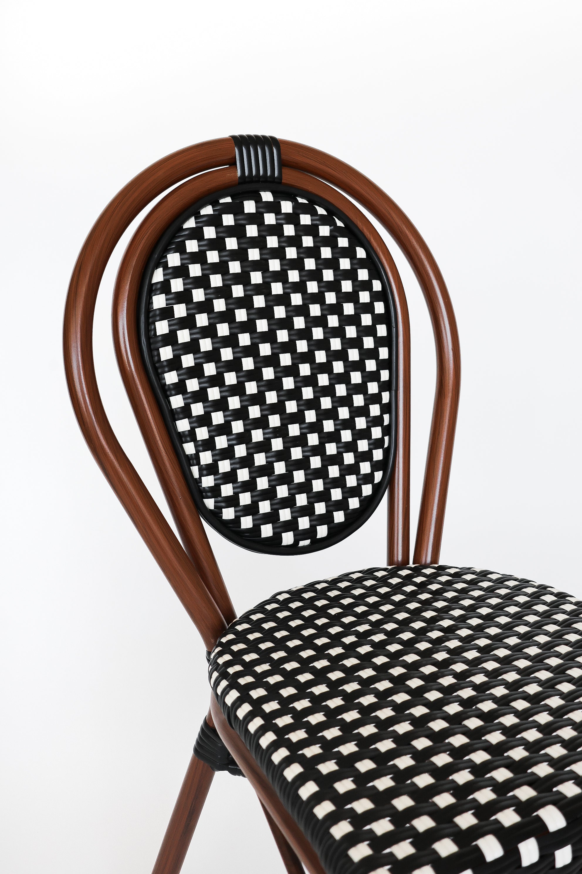 Silla Parisina Negro/Blanca Estructura tono caoba