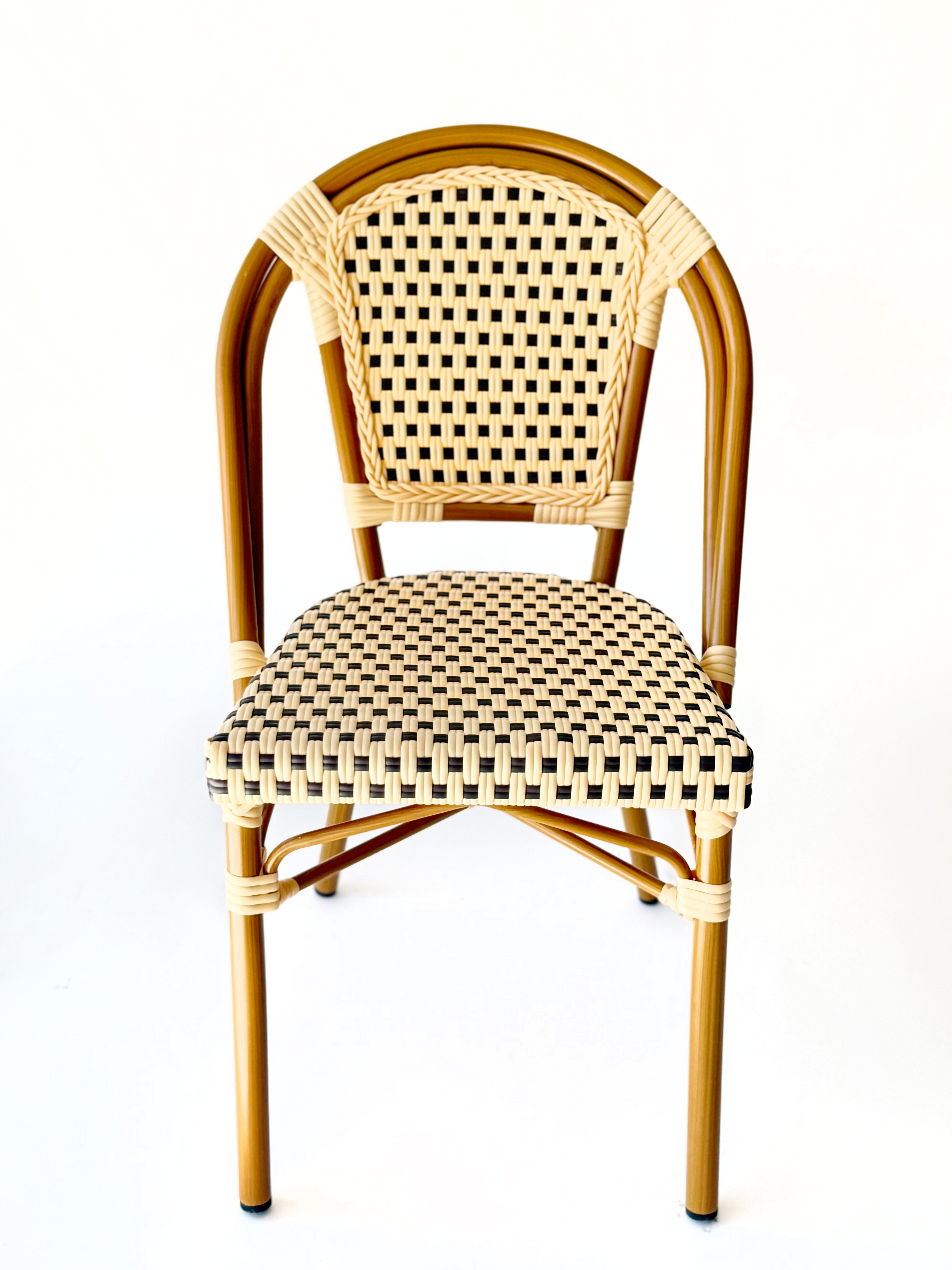Silla Parisina Café/Beige Estructura tono bambú