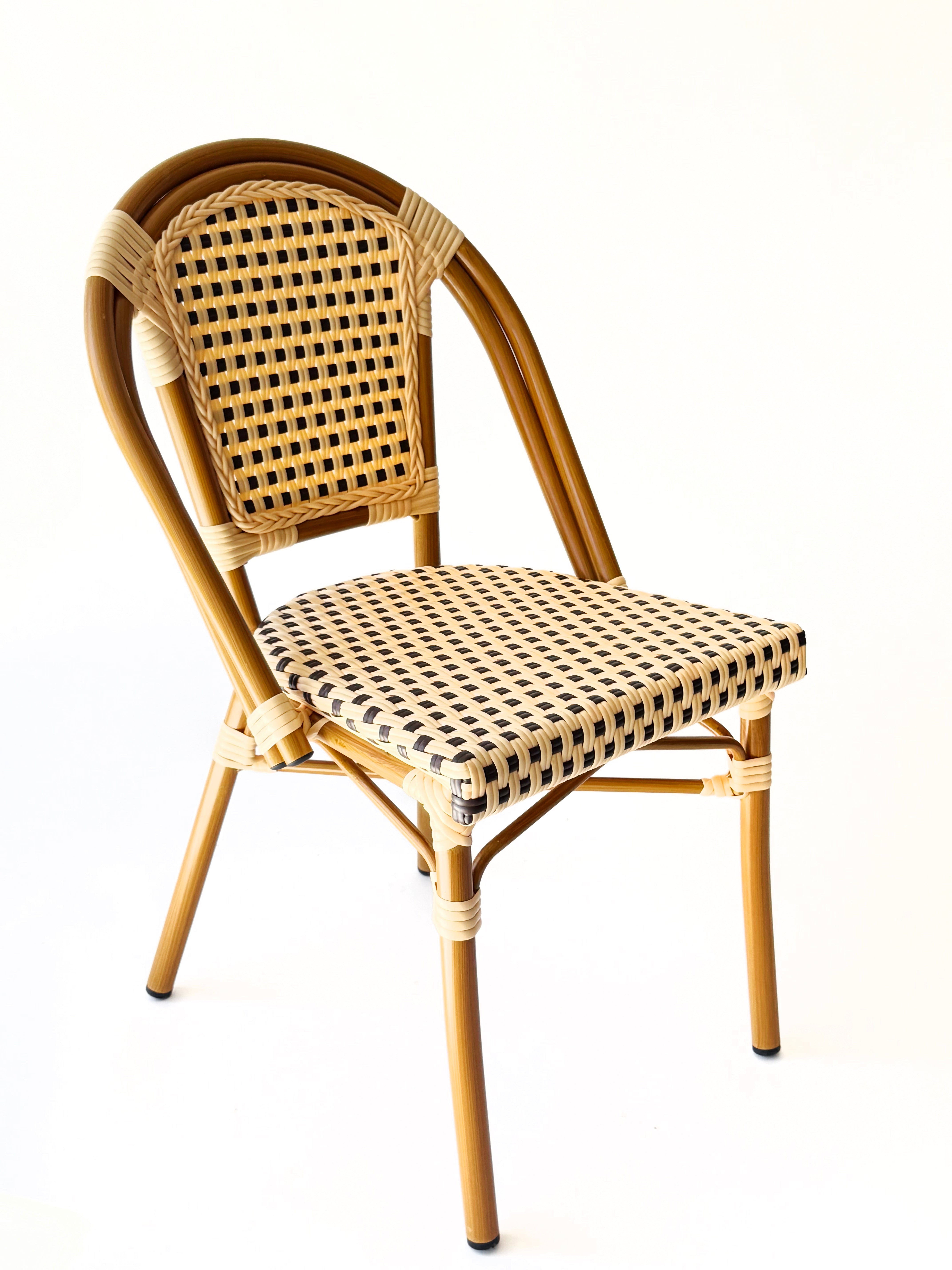 Silla Parisina Café/Beige Estructura tono bambú