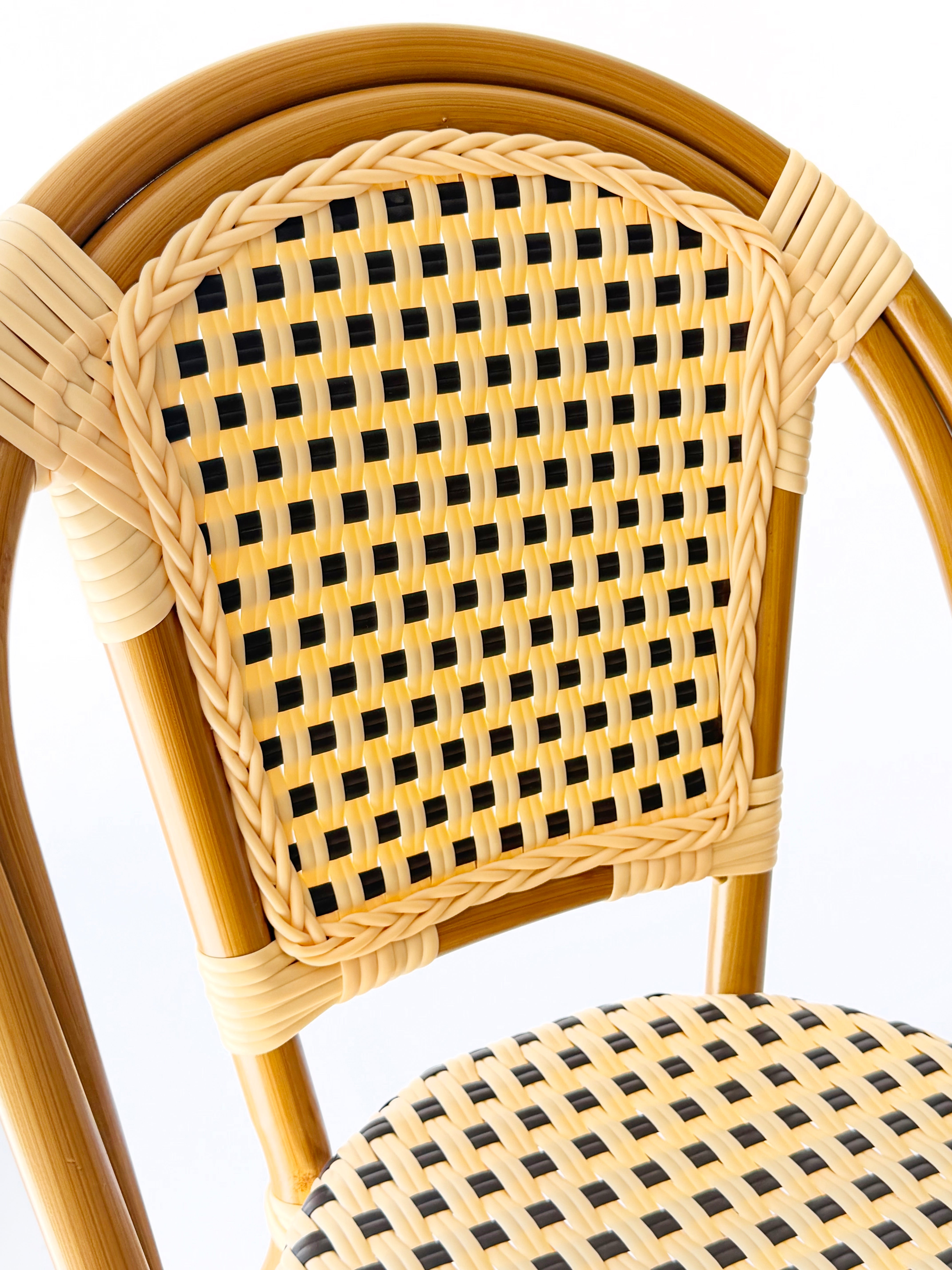 Silla Parisina Café/Beige Estructura tono bambú