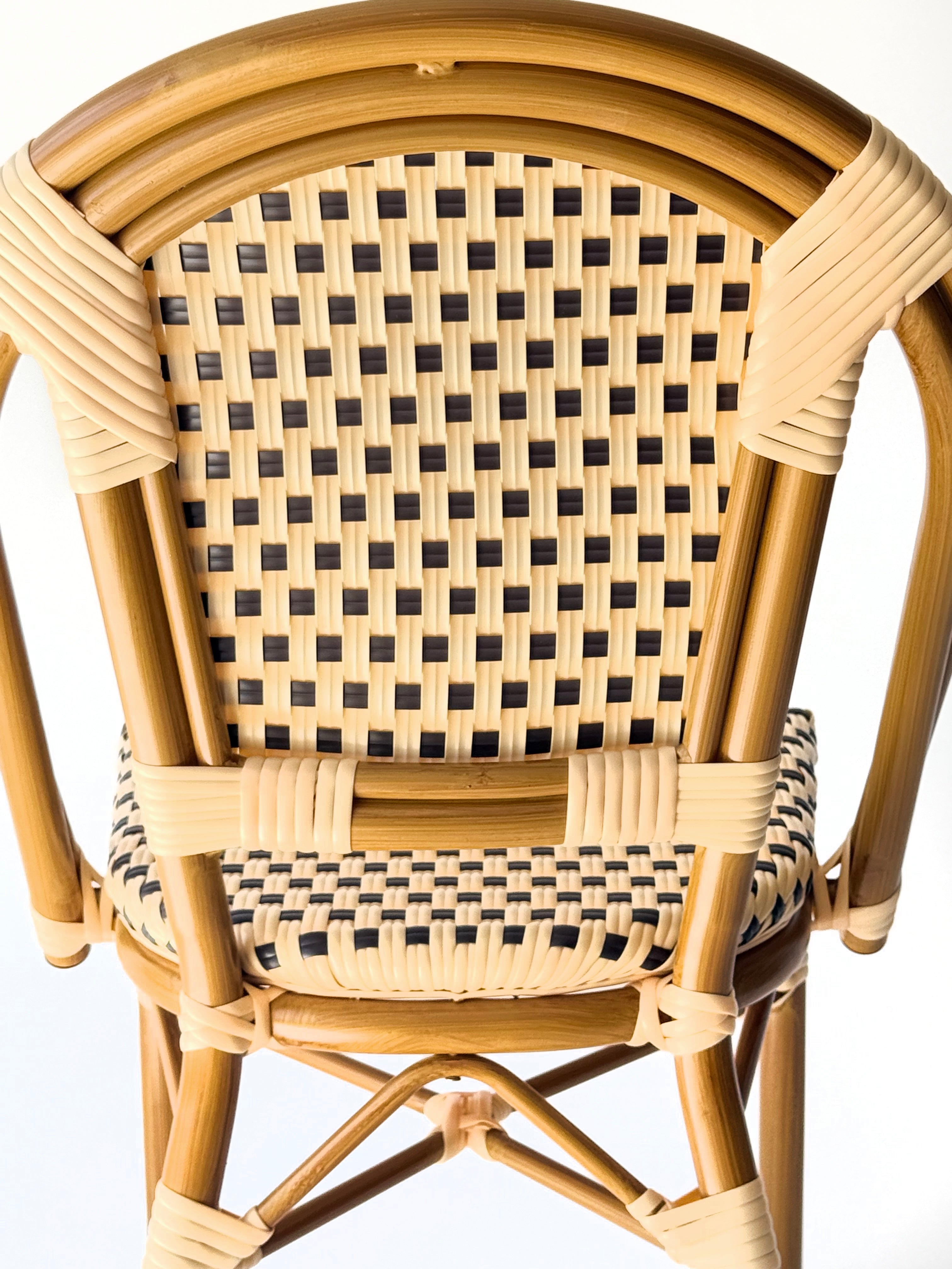 Silla Parisina Café/Beige Estructura tono bambú