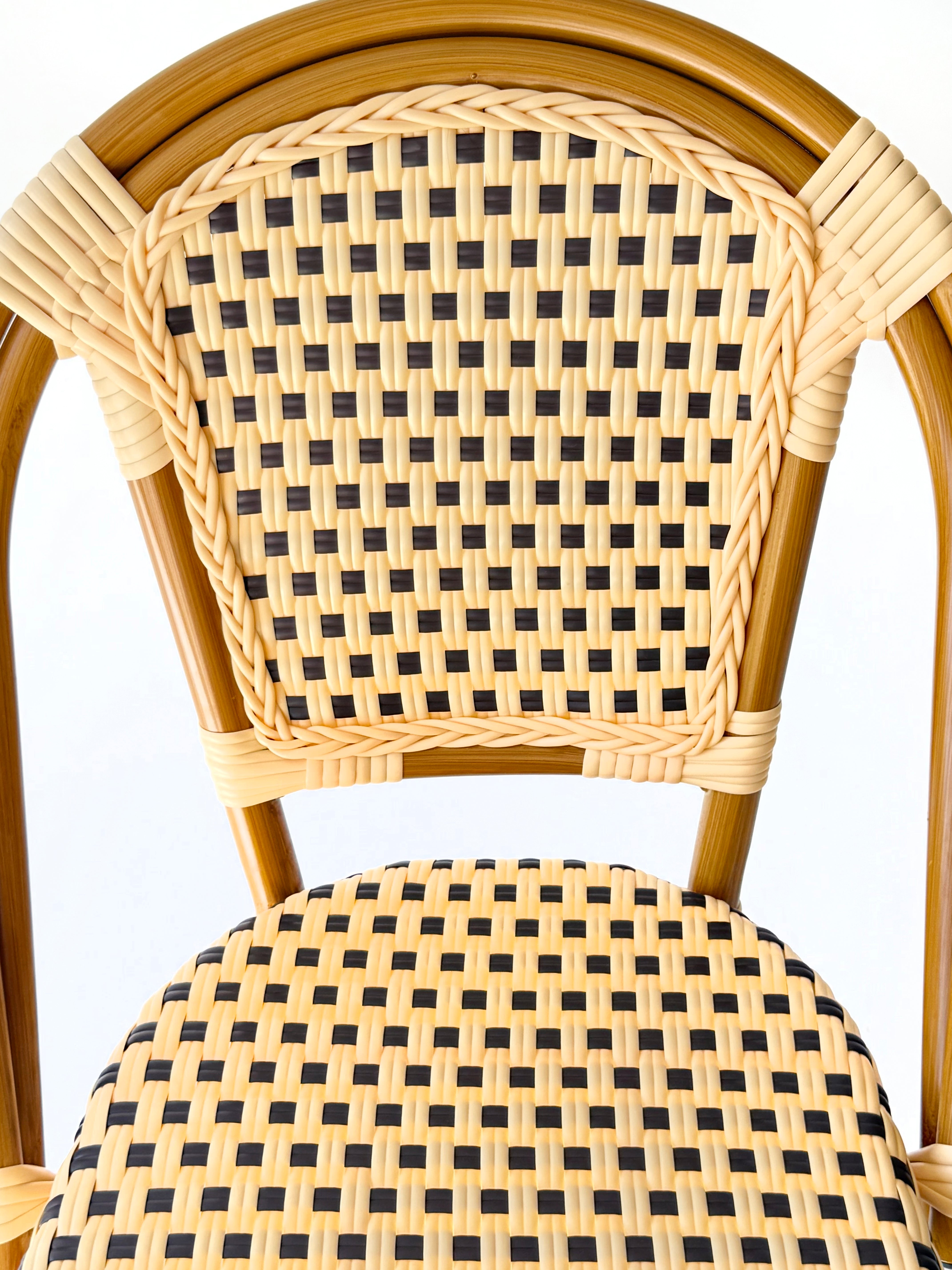 Silla Parisina Café/Beige Estructura tono bambú