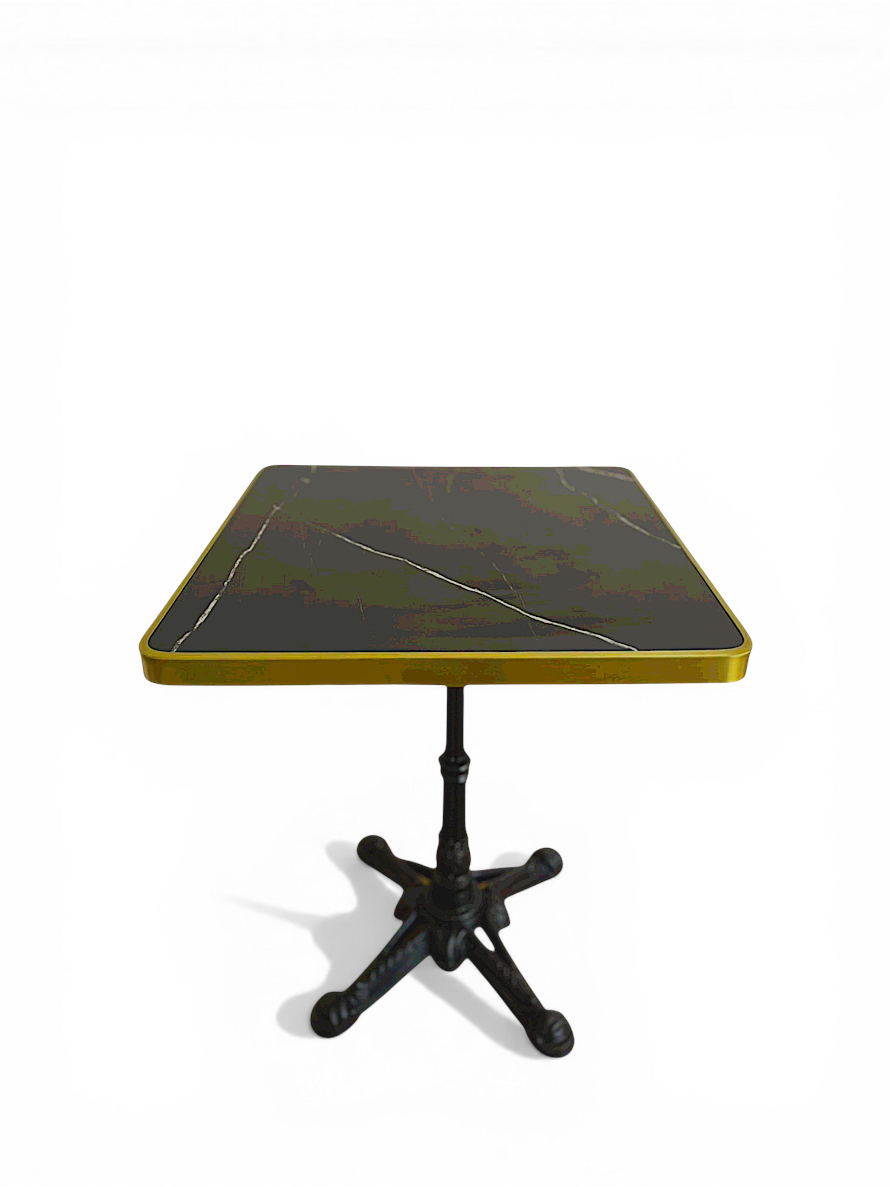 Mesa Parisina Cuadrada Negra - Ribete Dorado 60 y 70 cm