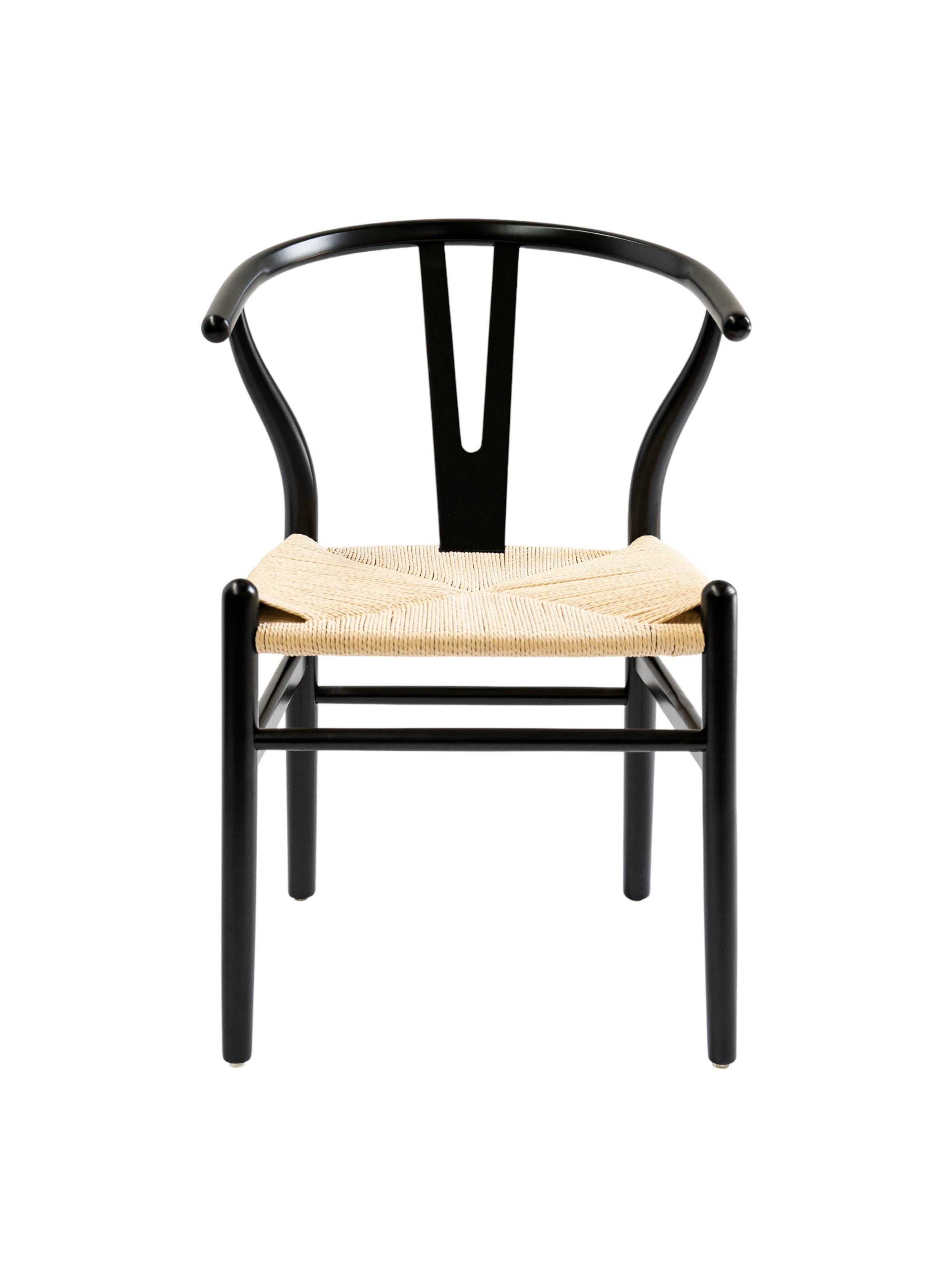 Silla tipo Wishbone Negra cuerda natural