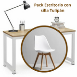 Pack Escritorio y Silla Tulipán blanca