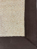 Alfombra de Sisal Natural tejido espiga con borde de tela café 2 tamaños