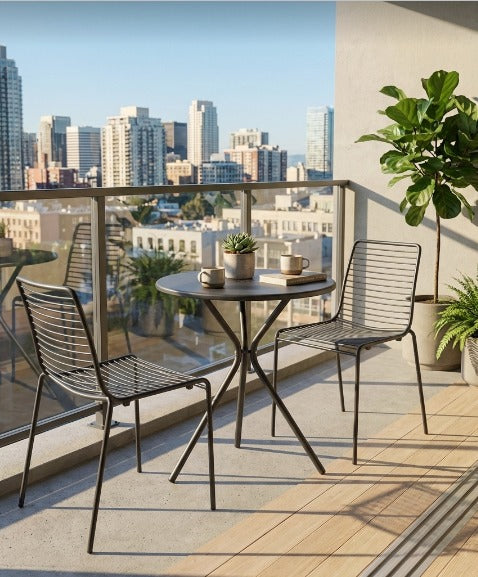 Juego Terraza Leo Antracita, Mesa +2 sillas Sumer