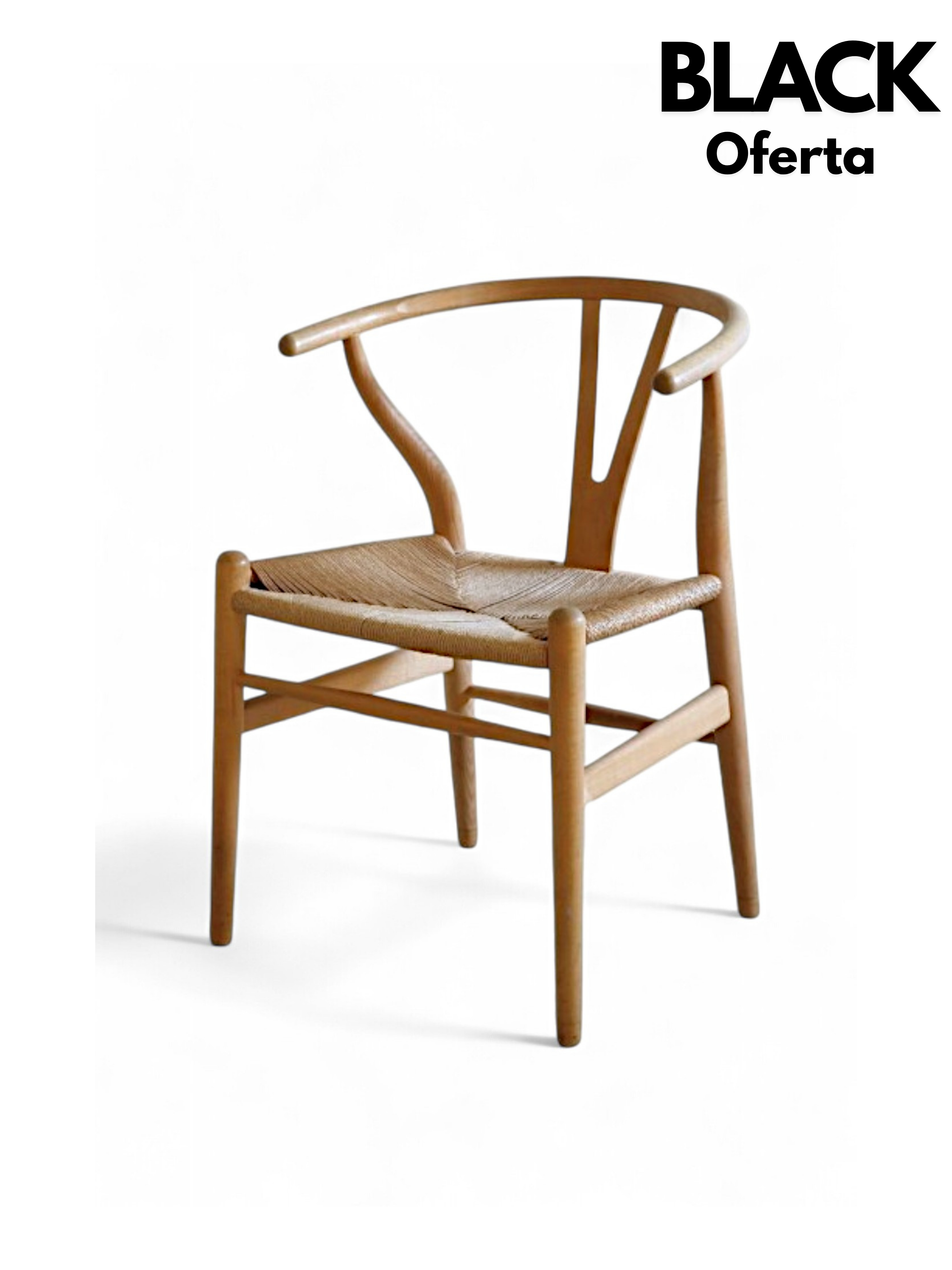 BLACK Silla tipo Wishbone Natural en Pack