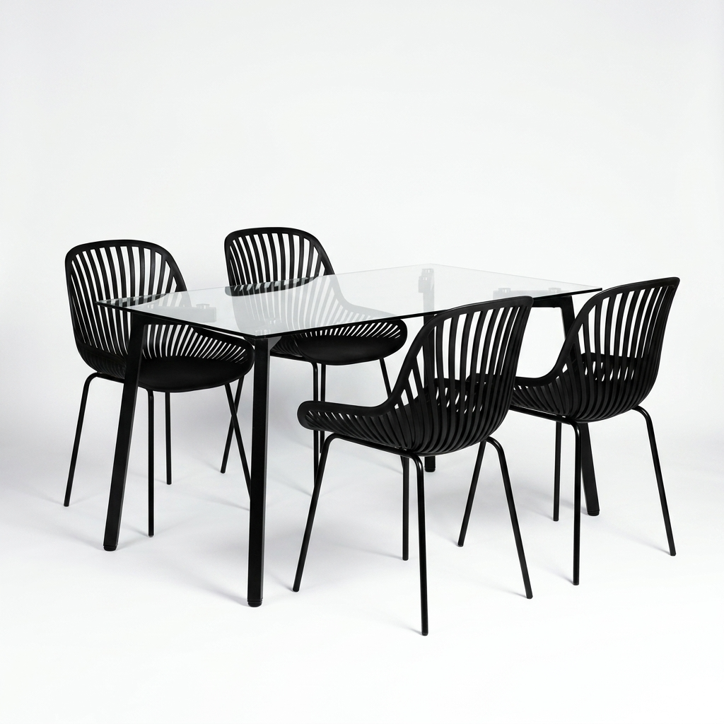 Juego Comedor Vidrio + 4 sillas Kanas