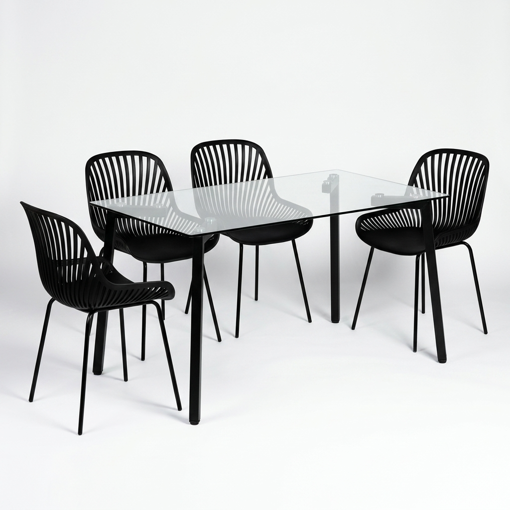 Juego Comedor Vidrio + 4 sillas Kanas