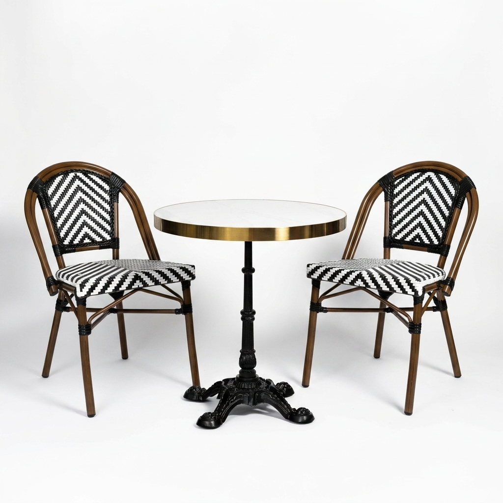 Pack Mesa + 2 Silla Parisina Negro/Blanca Espiga