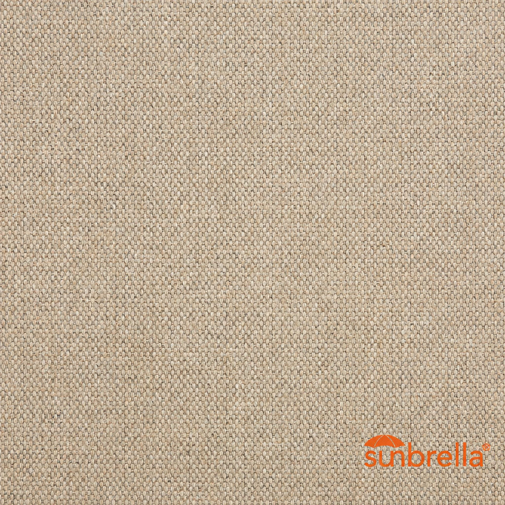 Tela beige con logo Sunbrella