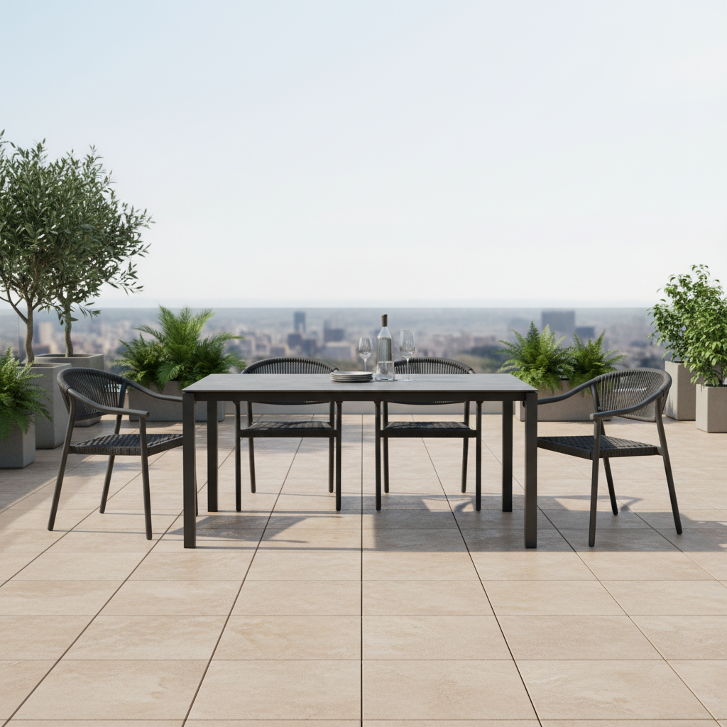 Pack Mesa Stone grafito con cuatro asientos Rope