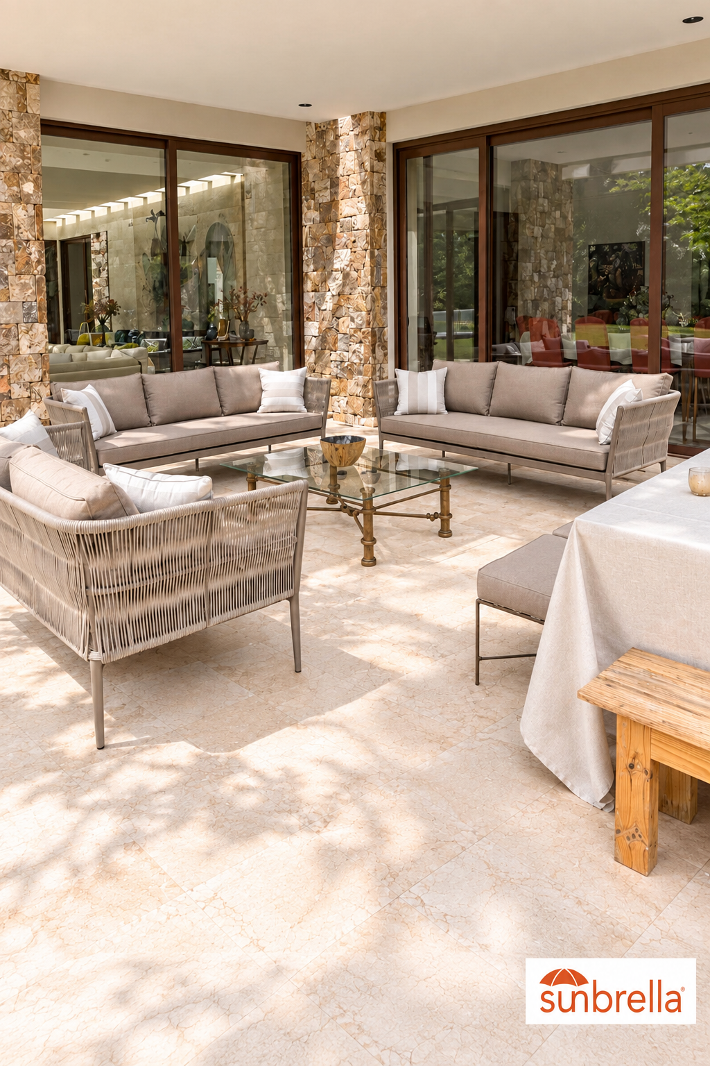 Terraza con logo Sunbrella