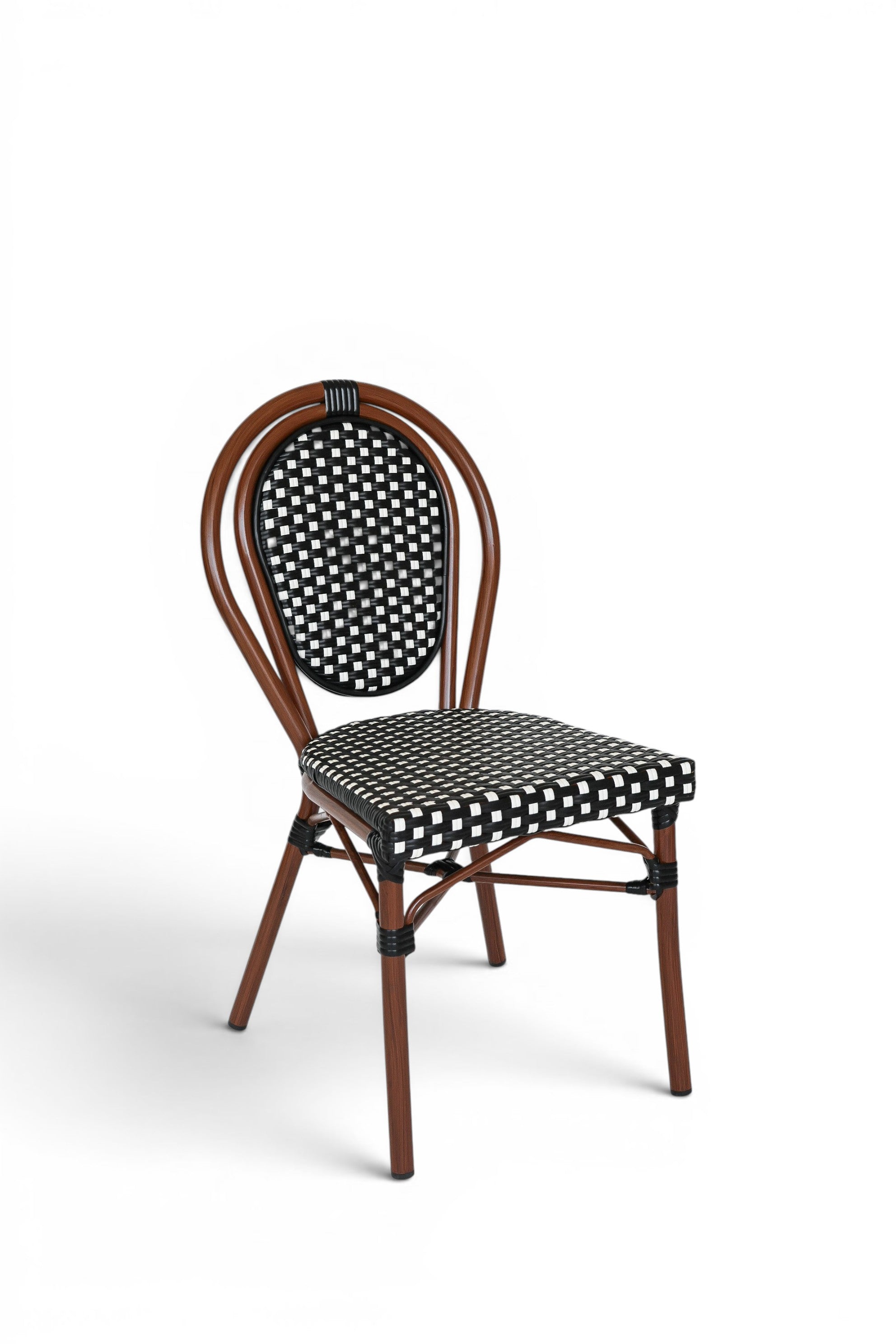 Silla Parisina Negro/Blanca Estructura tono caoba