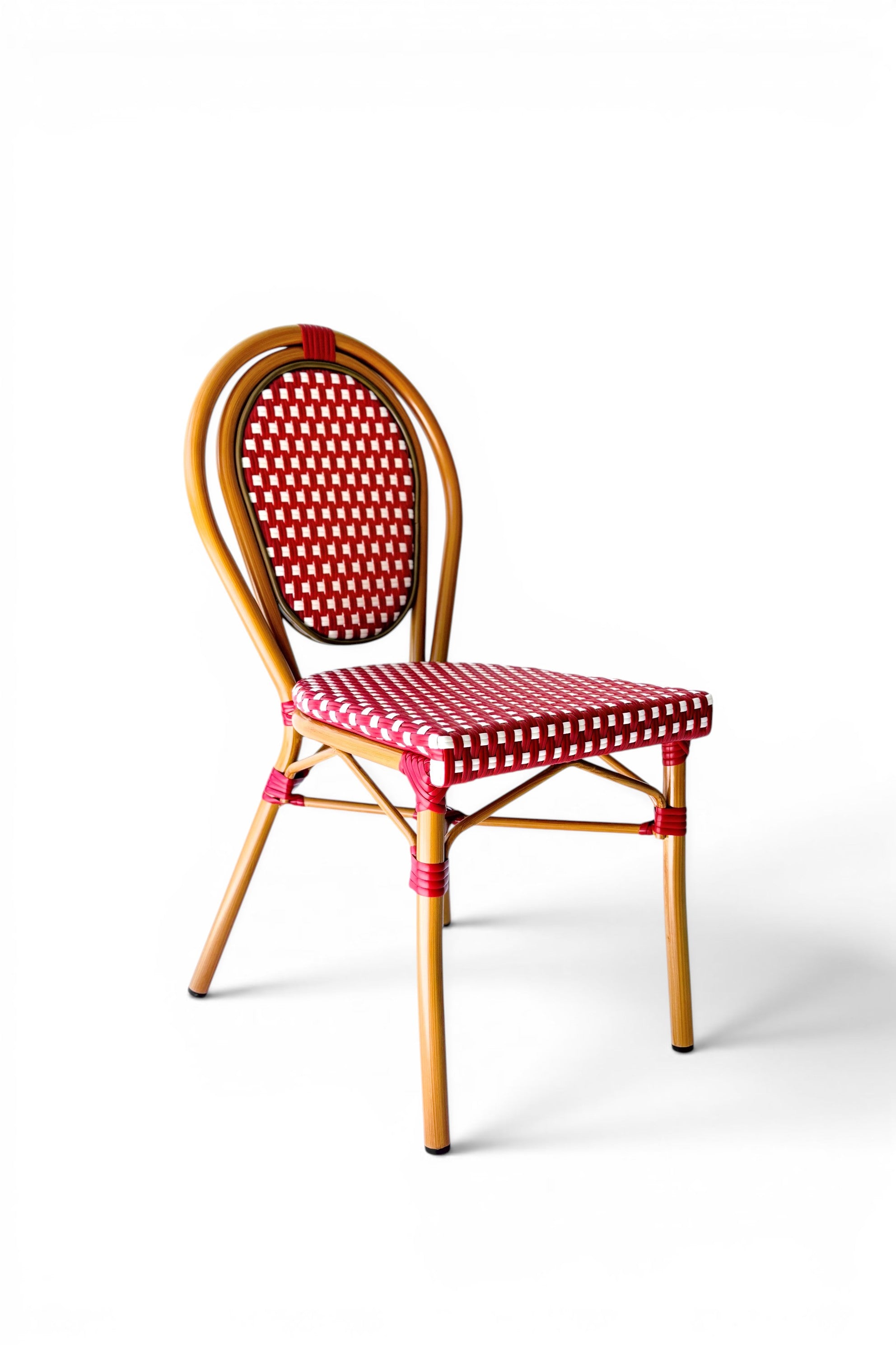 Silla Parisina Rojo/Blanco Estructura tono bambú